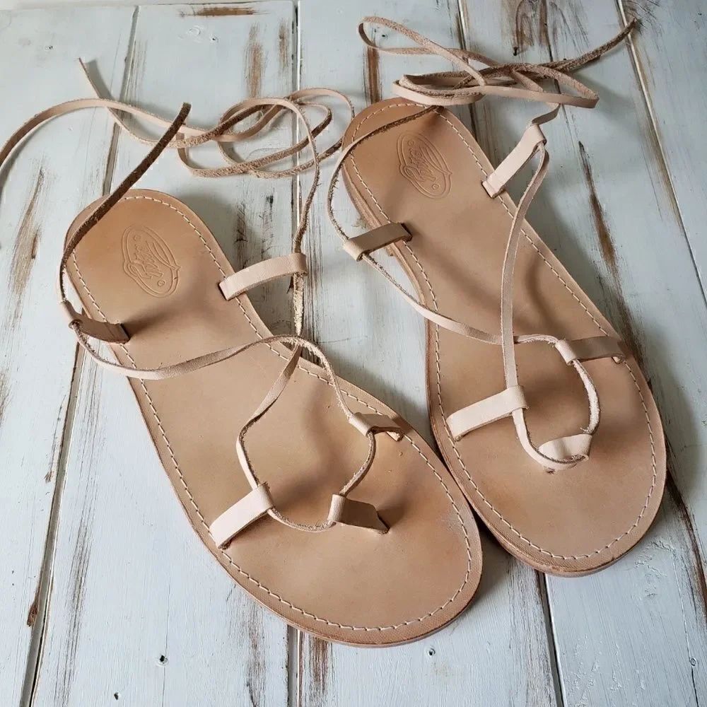NEVER WORN TUTO HANDMADE LEATHER SANDALS SZ 7 - Picture 2 of 7